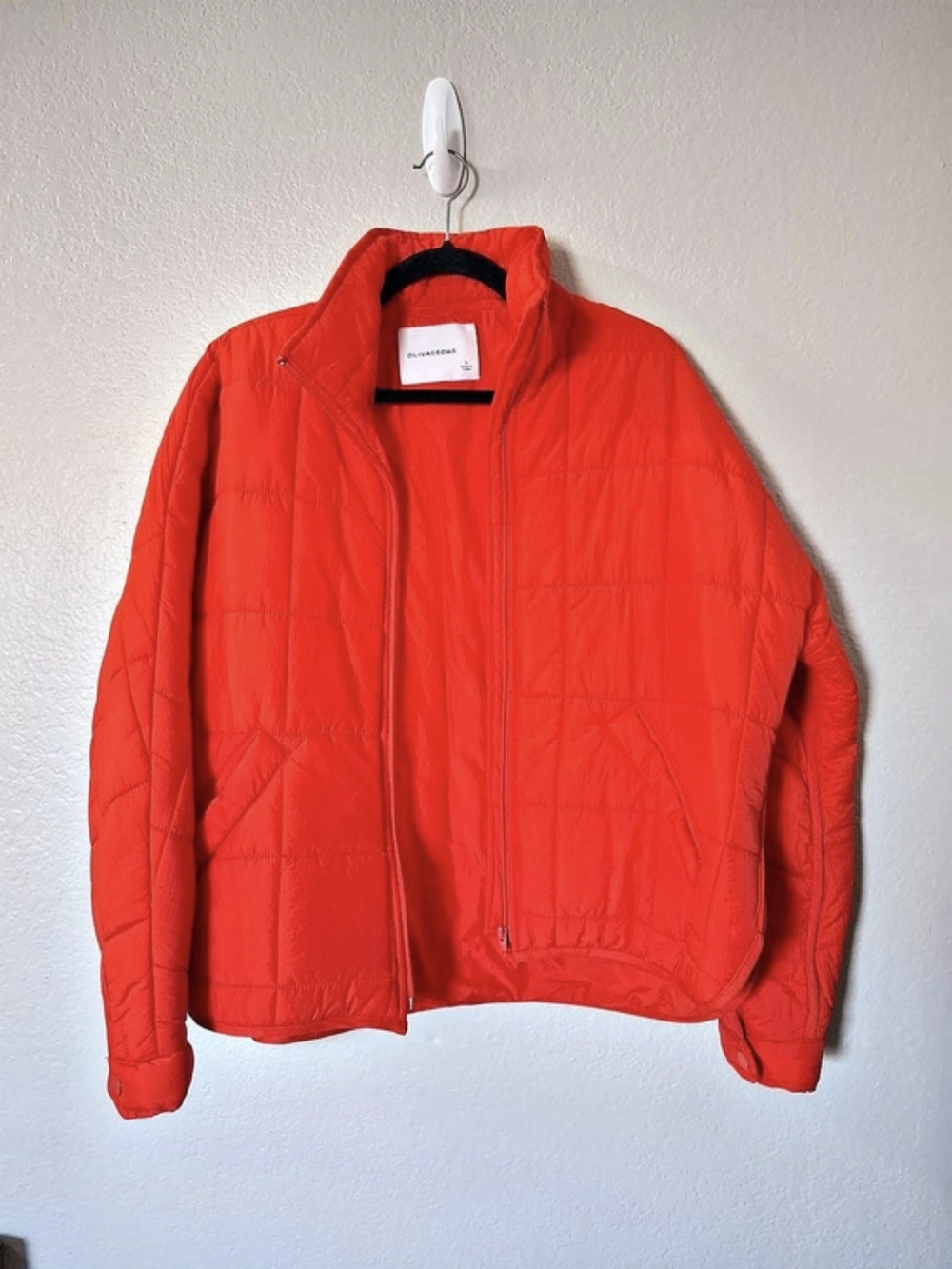 Olivaceous Women's Quilted Puffer Jacket in Orange Like New